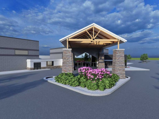 Architect 3D Renderings - Lumion 9 front entry with covering and flowers in front